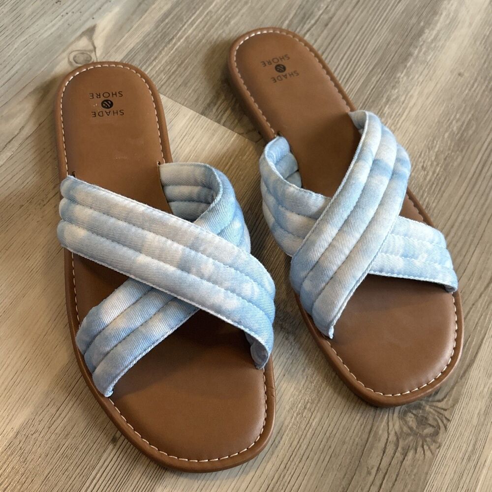 New Shade & Shore Women's Perla Crossband Slide Sandal Size 10